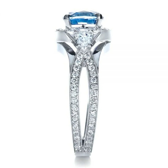 🎁 925 Silver Plated Blue Exquisite, Noble Cross Ring, FB16FA1051 - Picture 6 of 8